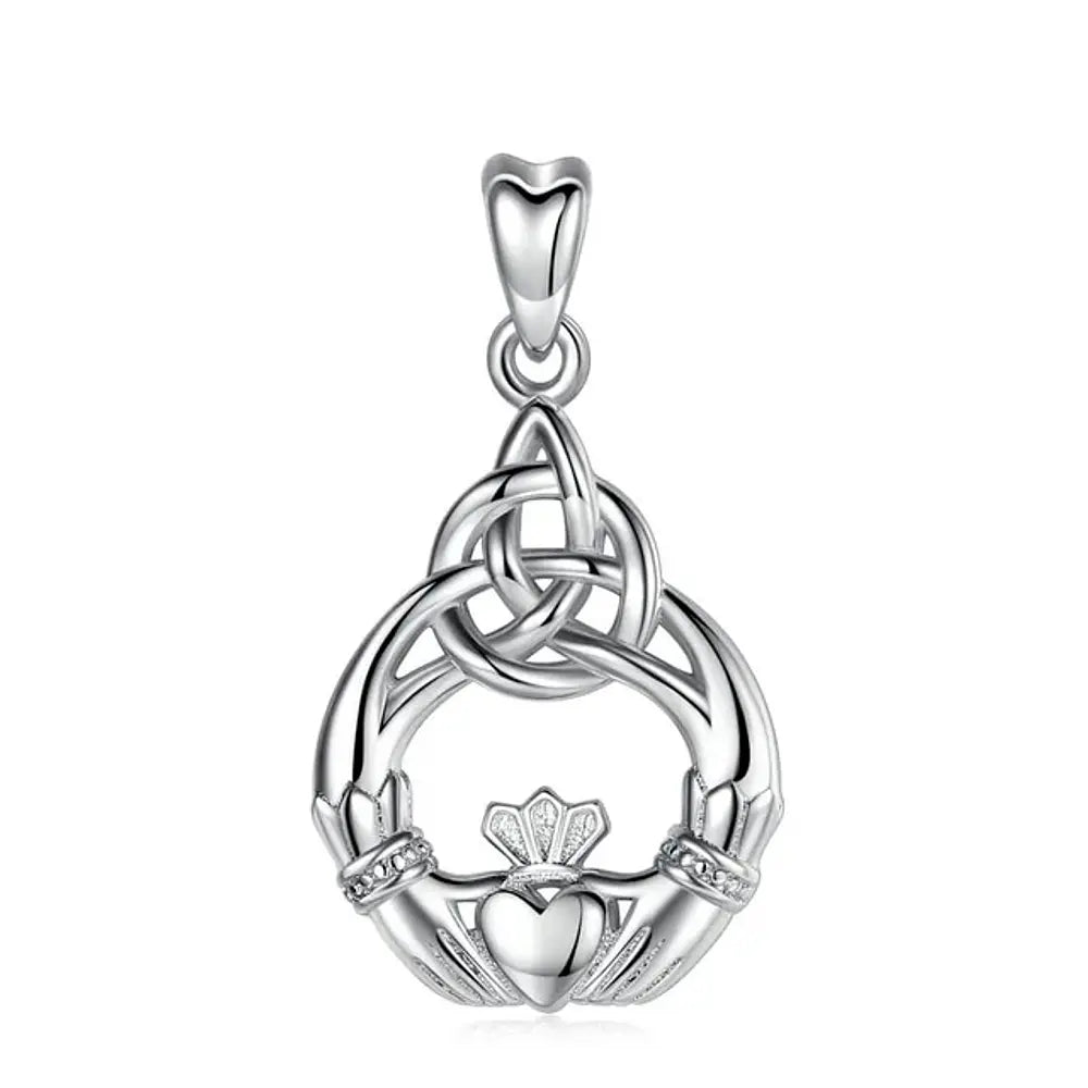 Colgante claddagh con nudo celta en plata fina 925 #F3