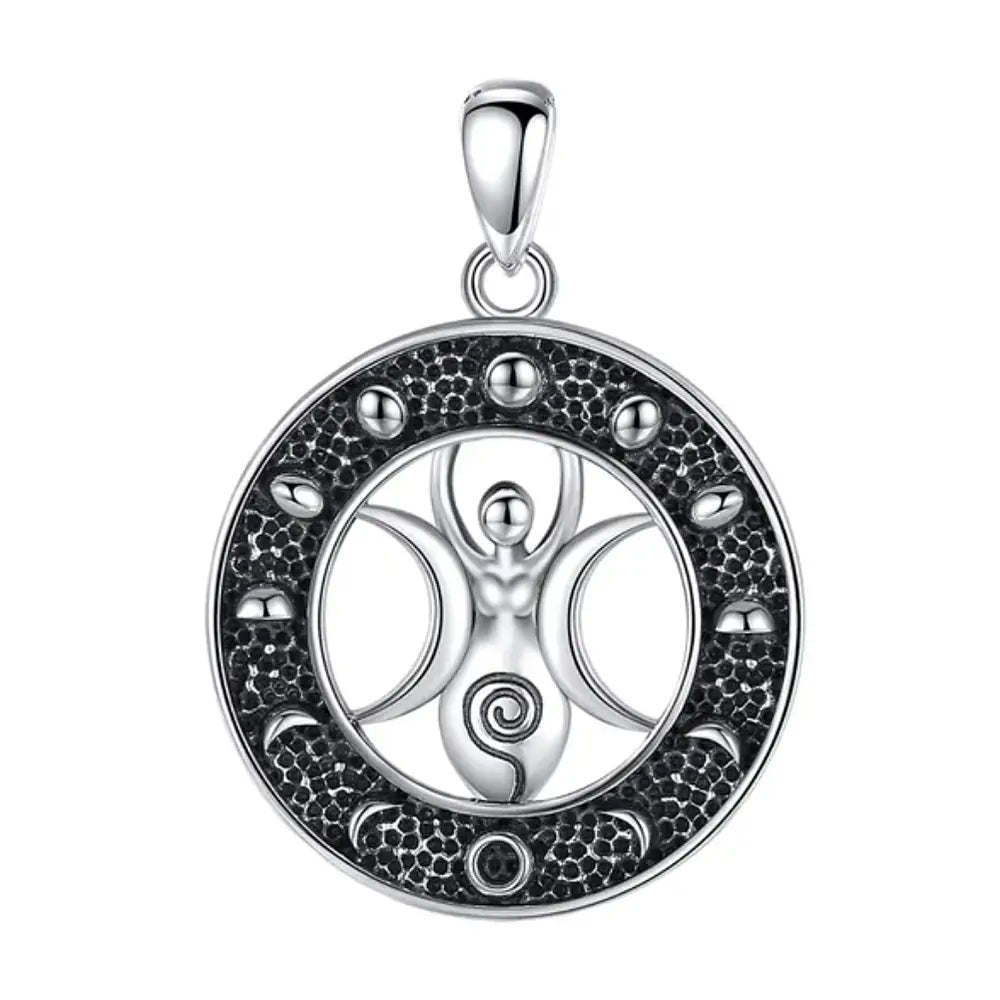 Colgante Ciclo lunar diosa triple luna en plata fina 925 #F83