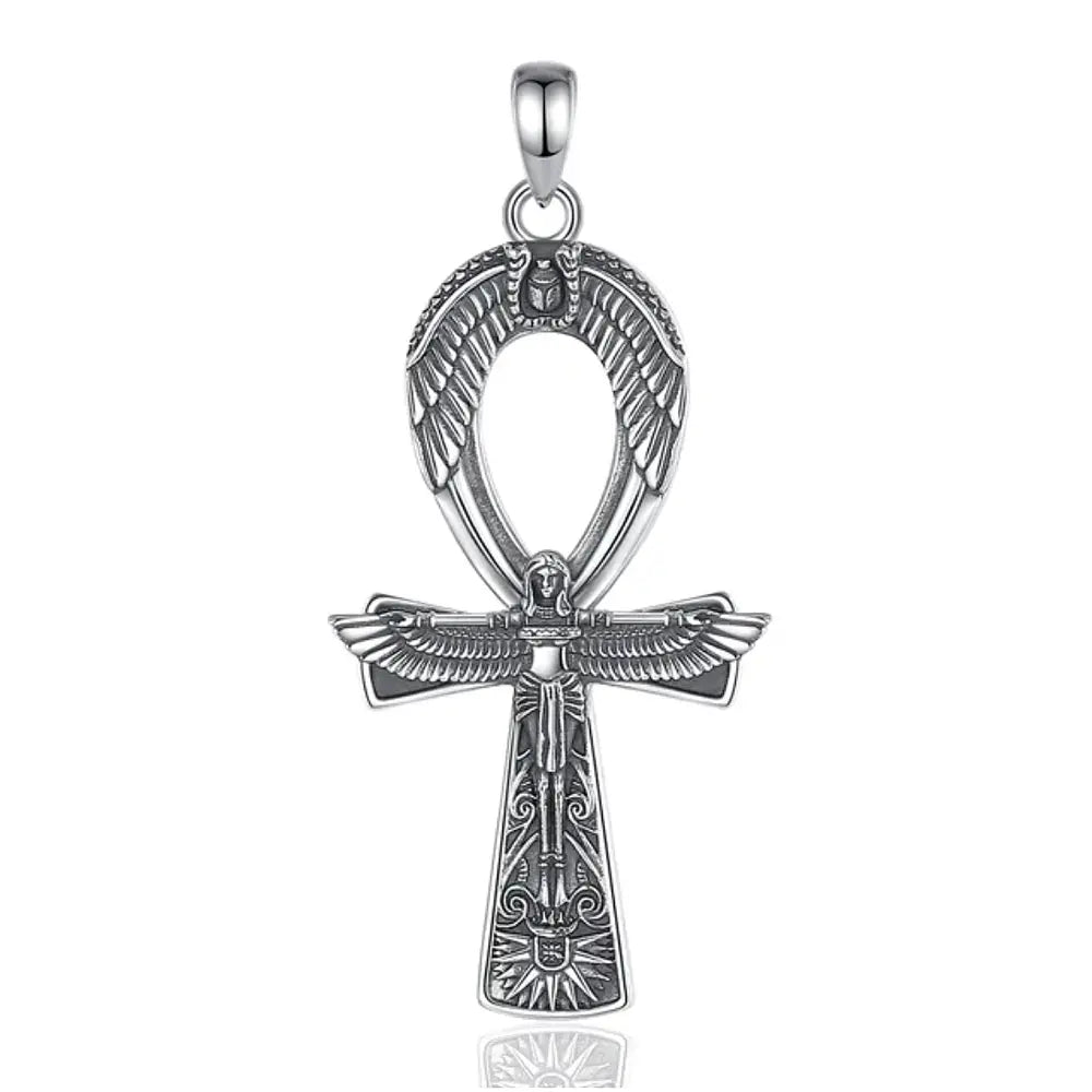 Colgante cruz ankh, llave del cielo en plata fina 925 #F72