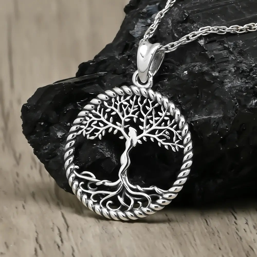 Colgante árbol de la vida trenzado en plata fina 925 #F6