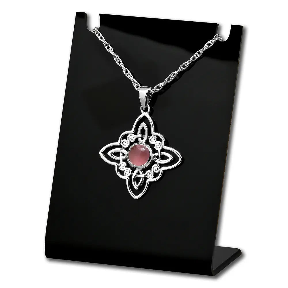 Colgante nudo de bruja con piedra cuarzo rosa en plata #140-J6