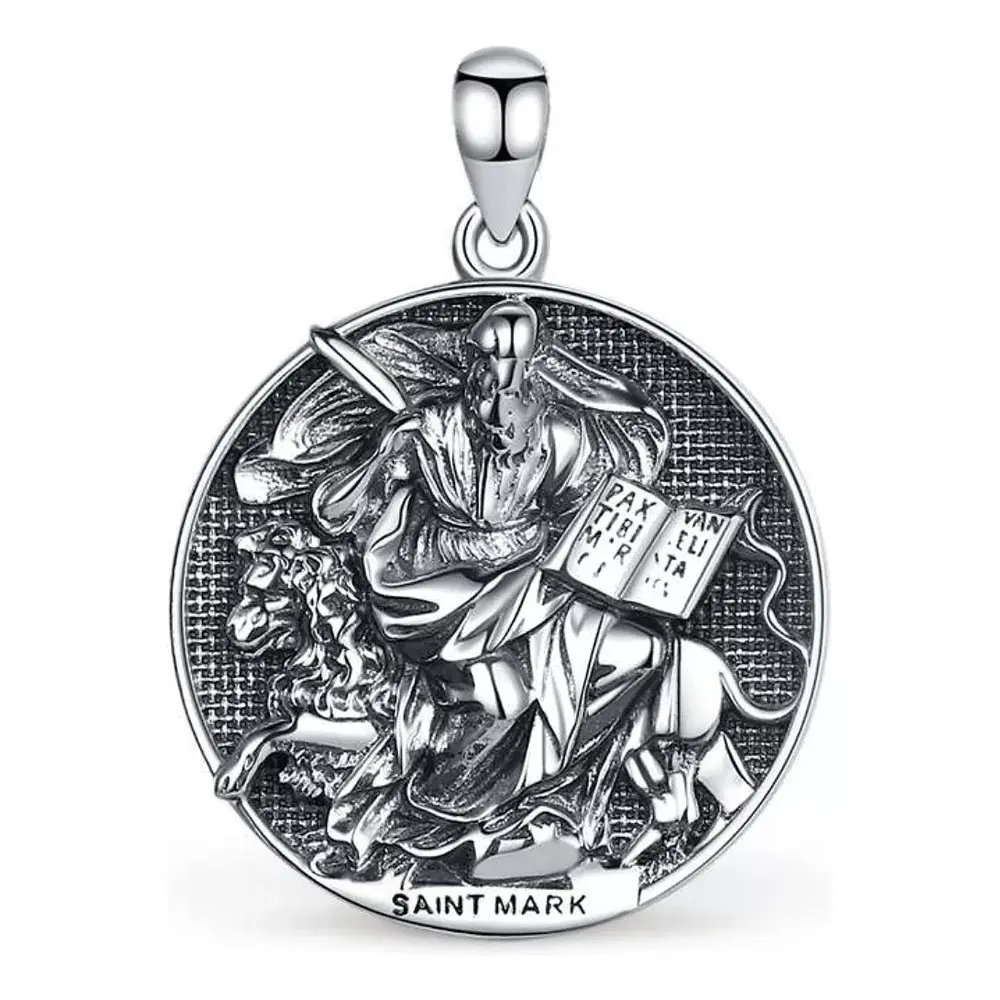 Colgante medalla de San Marcos en plata fina 925 #F44
