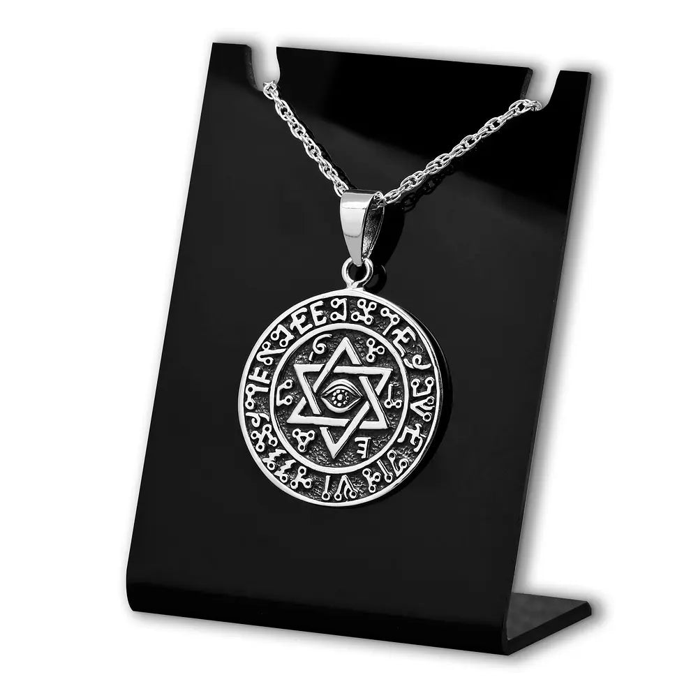 Colgante Sello Salomón Hexagrama Kabbalah Protección en plata fina 925 #F116