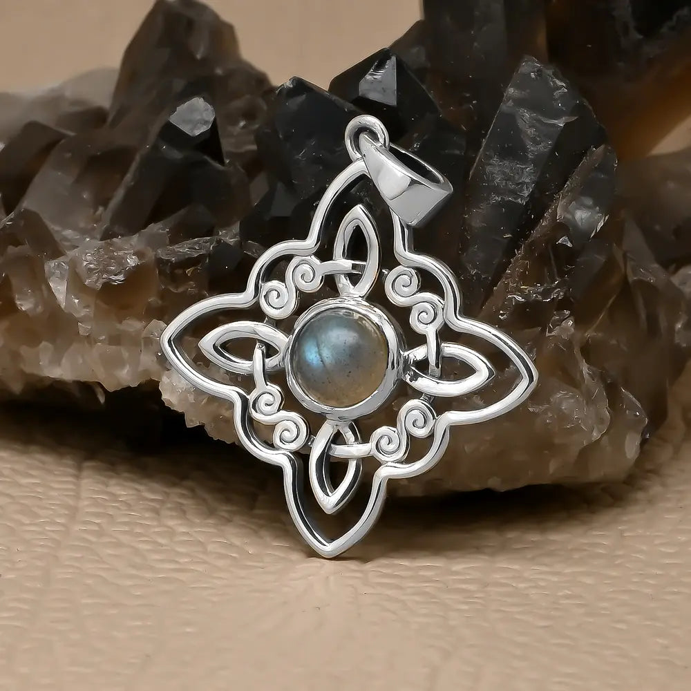 Colgante nudo de bruja piedra labradorita en plata 925 #F140-J9