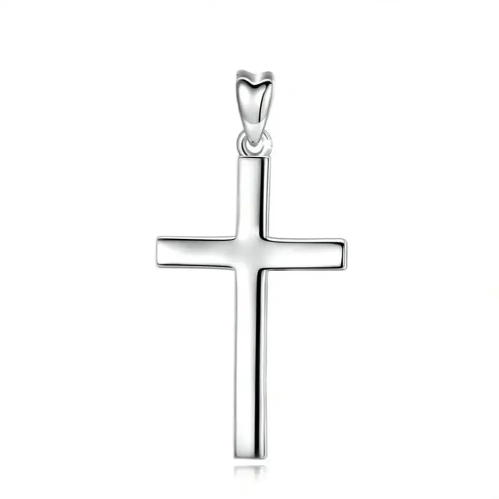Colgante Cruz Lisa religiosa en plata fina 925 #F60