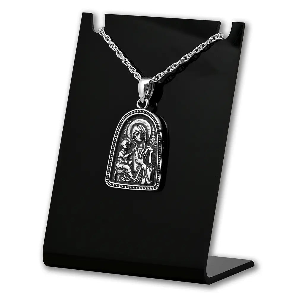 Colgante Virgen Maria con niño Jesus en plata fina 925 #F57