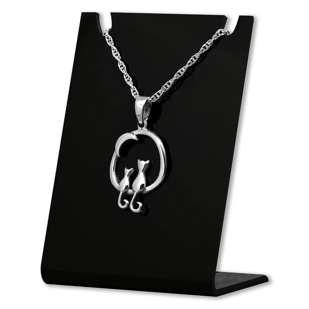 Colgante pareja de gatos enamorados en plata fina 925 #F127