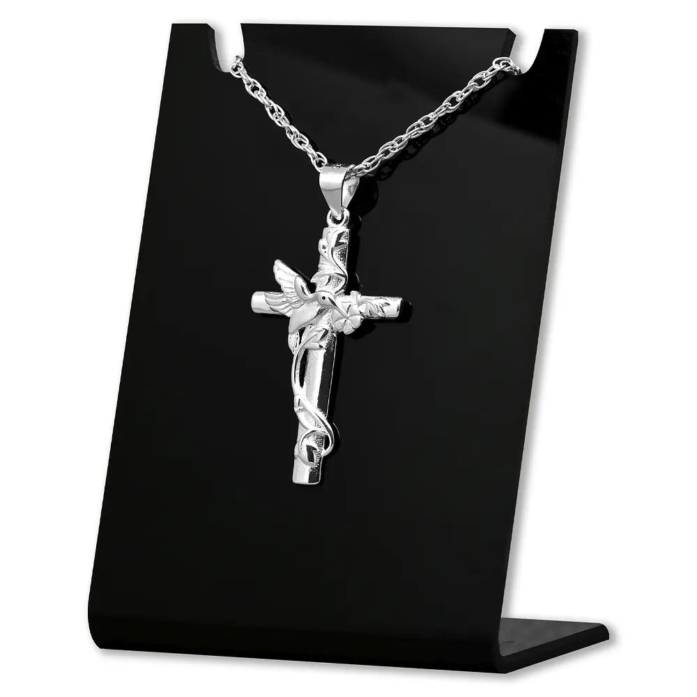 Colgante cruz con colibrí en plata fina 925 #F128