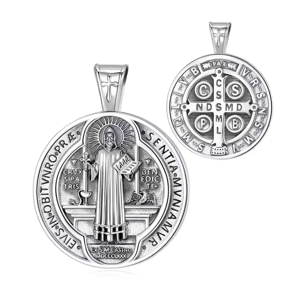 Colgante medalla de San Benito full definición con cadena #F151