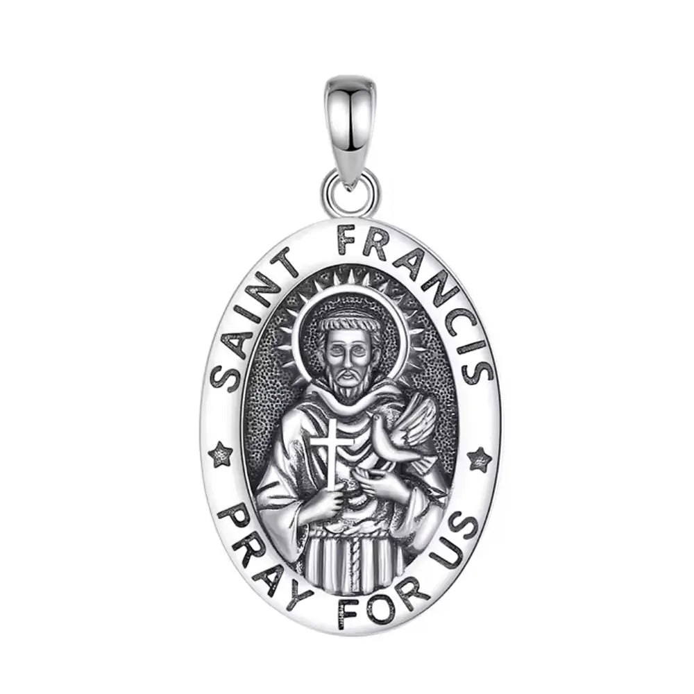 Colgante san francisco de asís en plata fina 925 #F132