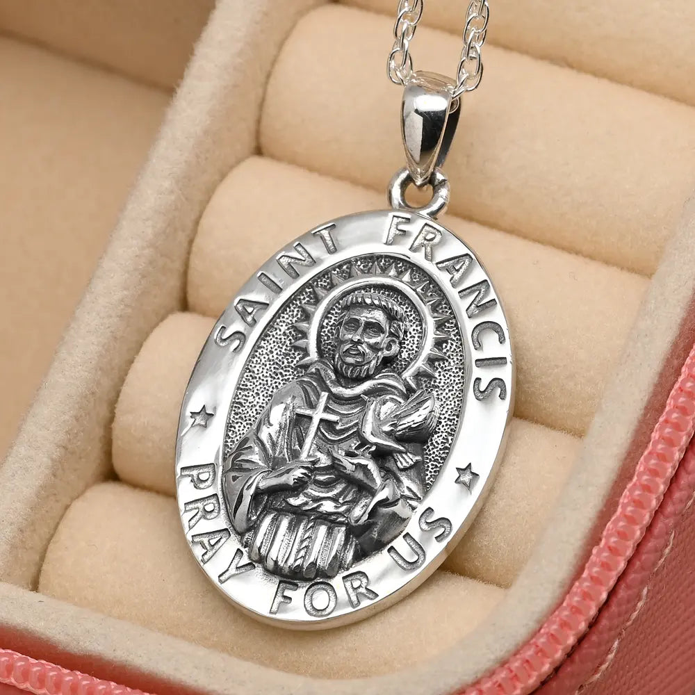 Colgante san francisco de asís en plata fina 925 #F132