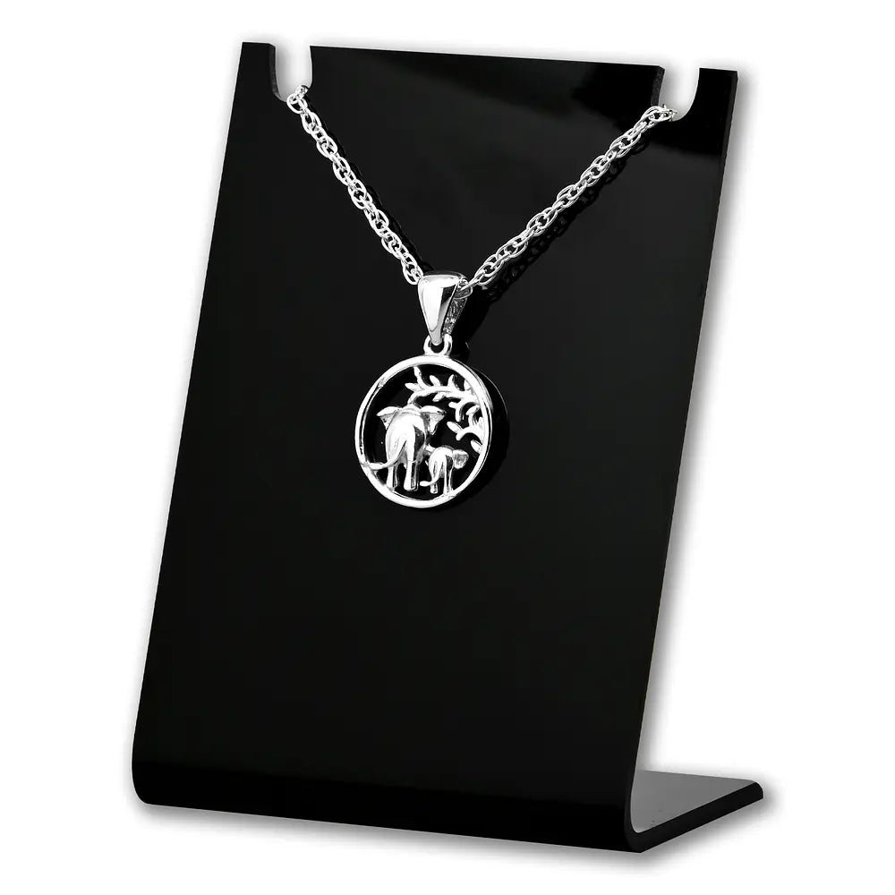 Colgante de elefante madre con hijo en plata fina 925 #F32-J1