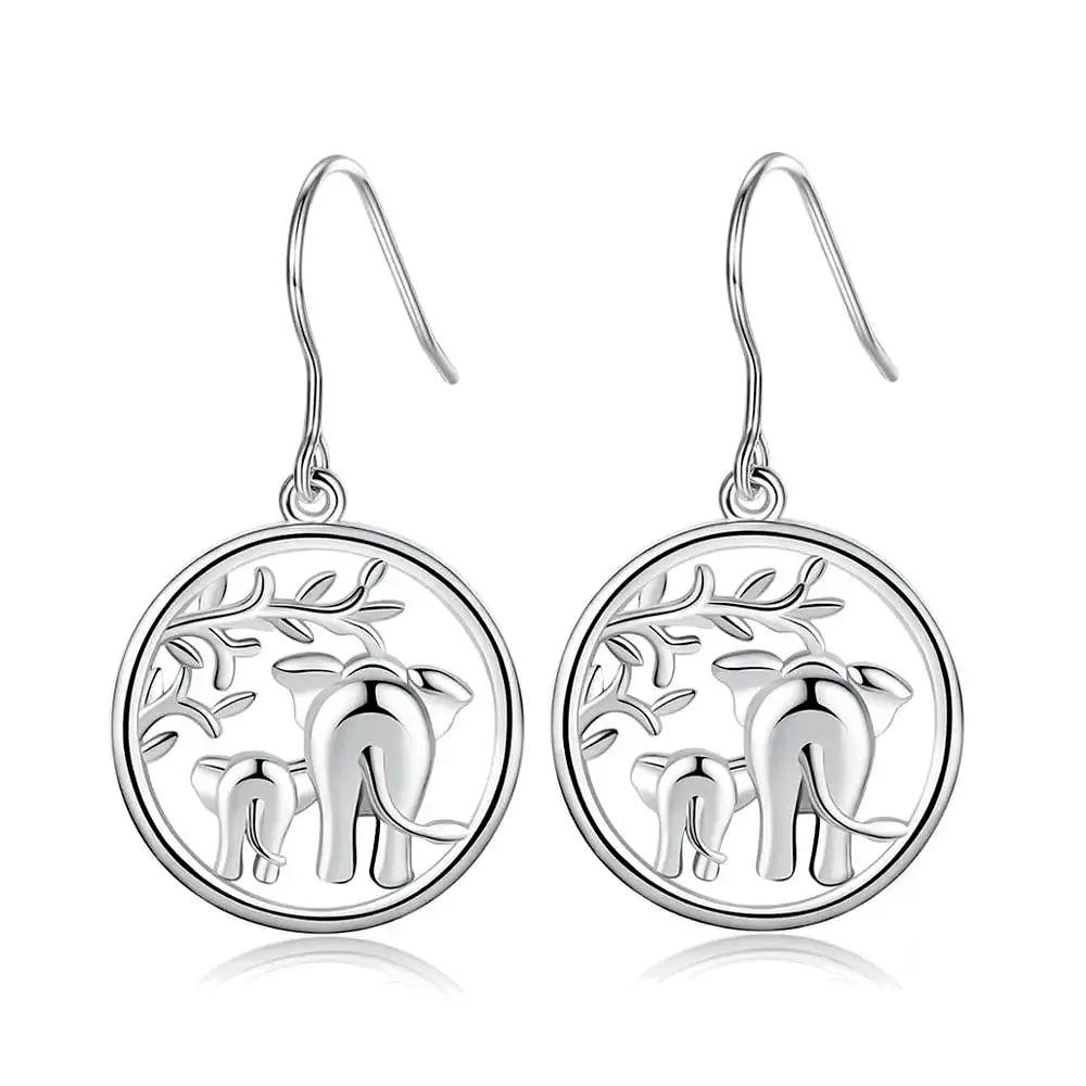 Aros, aritos de madre elefante en plata fina 925 #F32-J2
