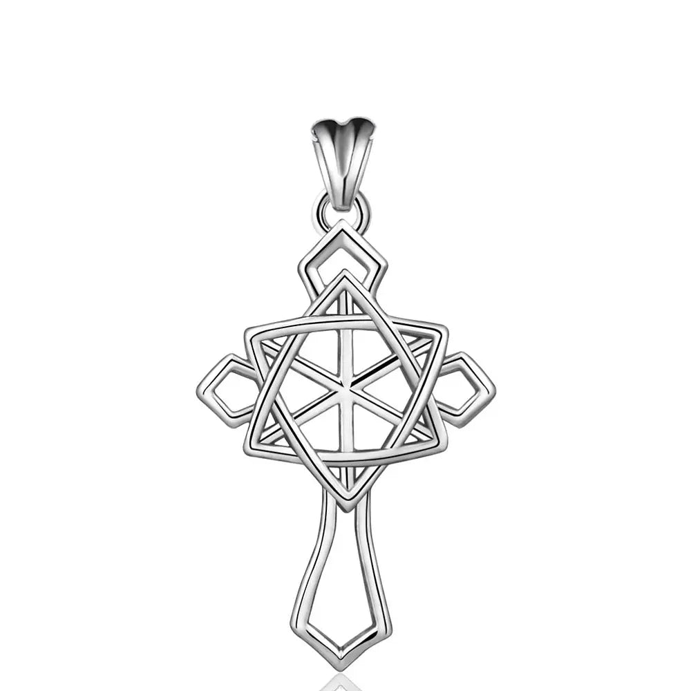 Colgante cruz estrella de David en plata fina 925 #F67