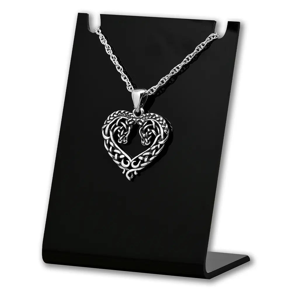 Colgante caballos con forma de corazon en plata fina 925 #F27