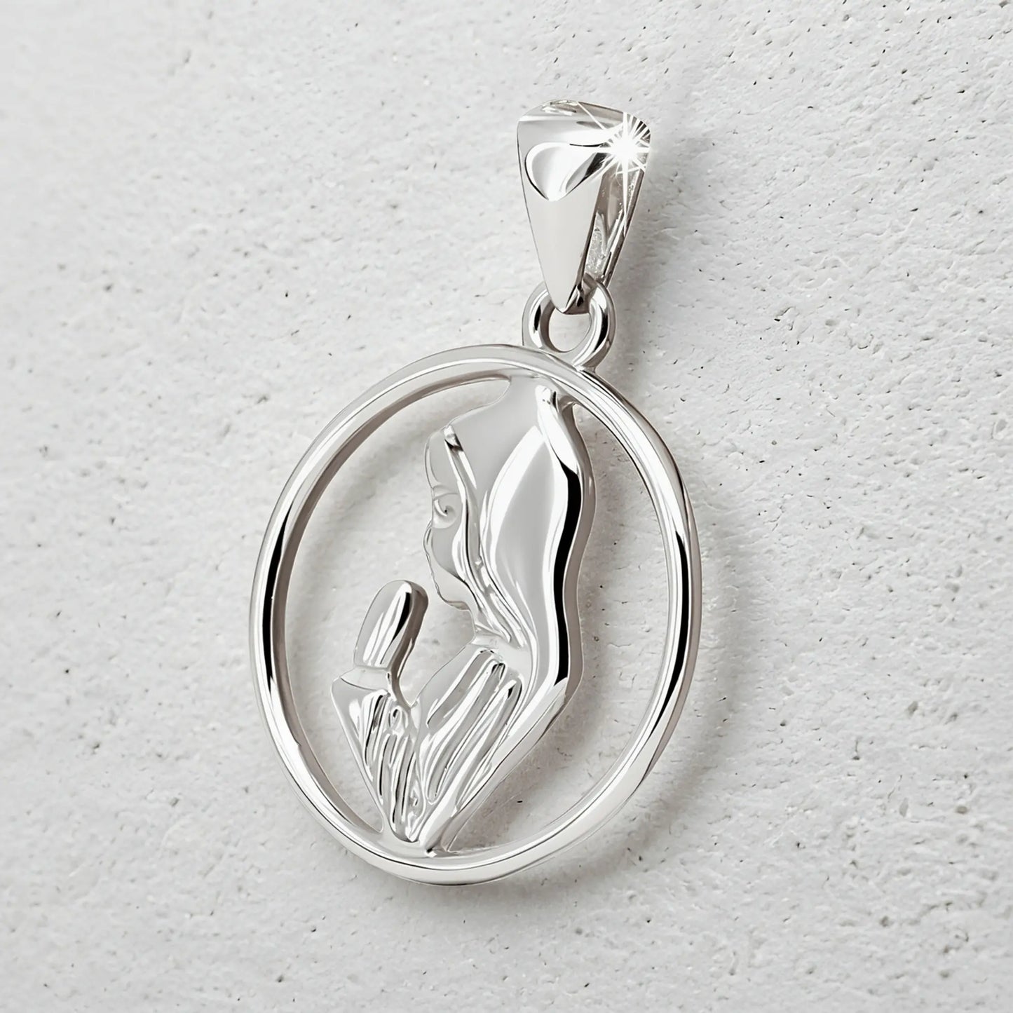 Colgante virgen niña en plata 950