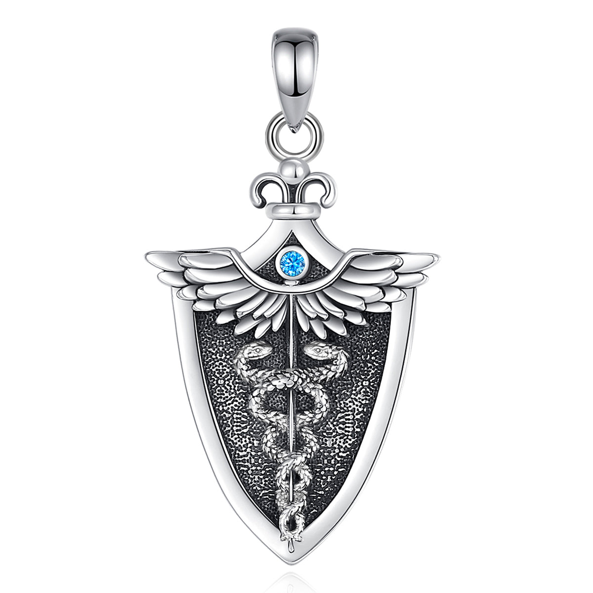 Colgante vara de esculapio en plata fina 925
