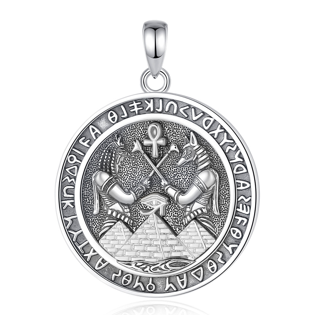 Colgante egipcio Anubis medalla en plata fina