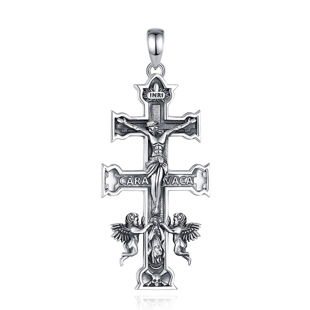 Colgante Caravaca cruz full definición en plata fina 950