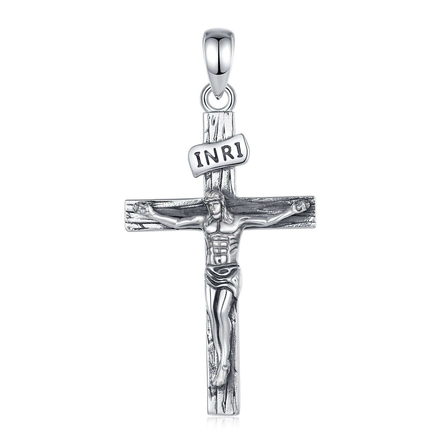 Colgante de cruz cristiana golgota en plata 925