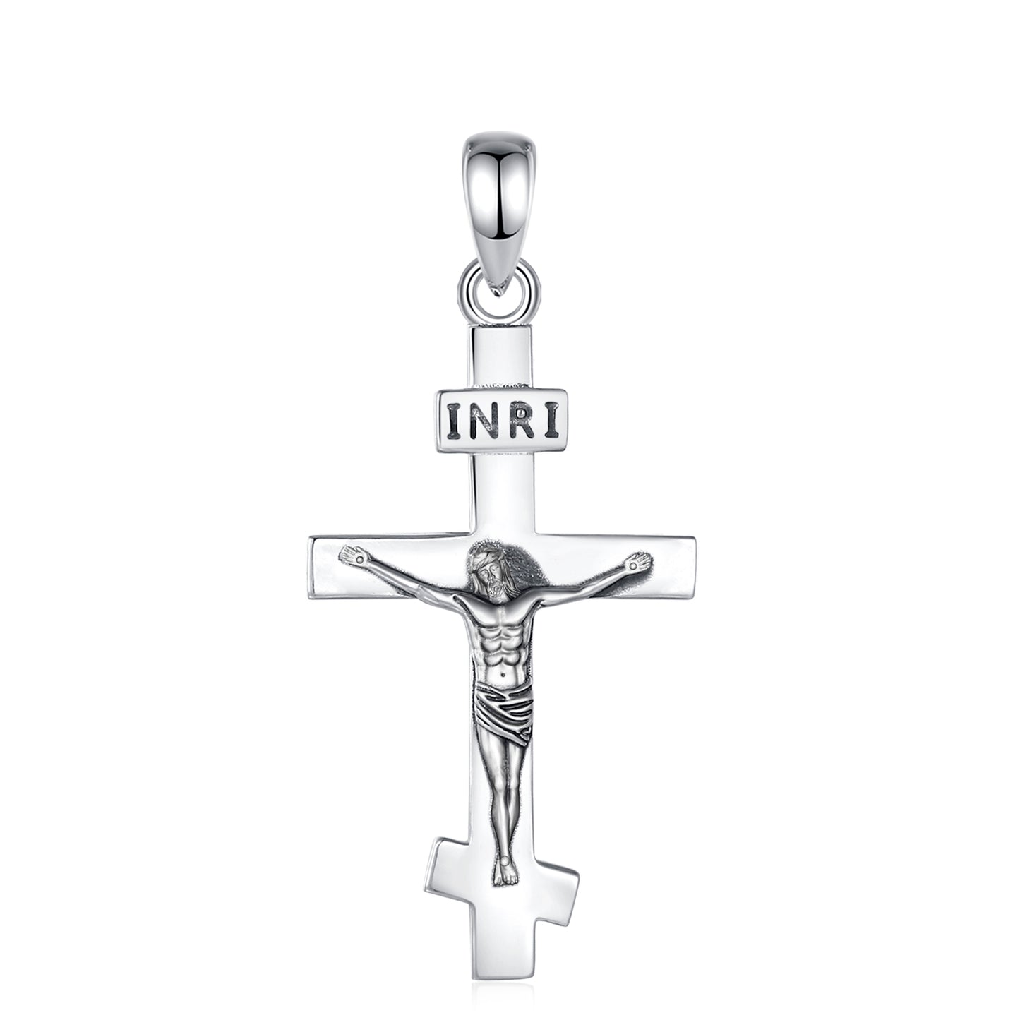 Colgante de cruz ortodoxa en plata 925, full definición