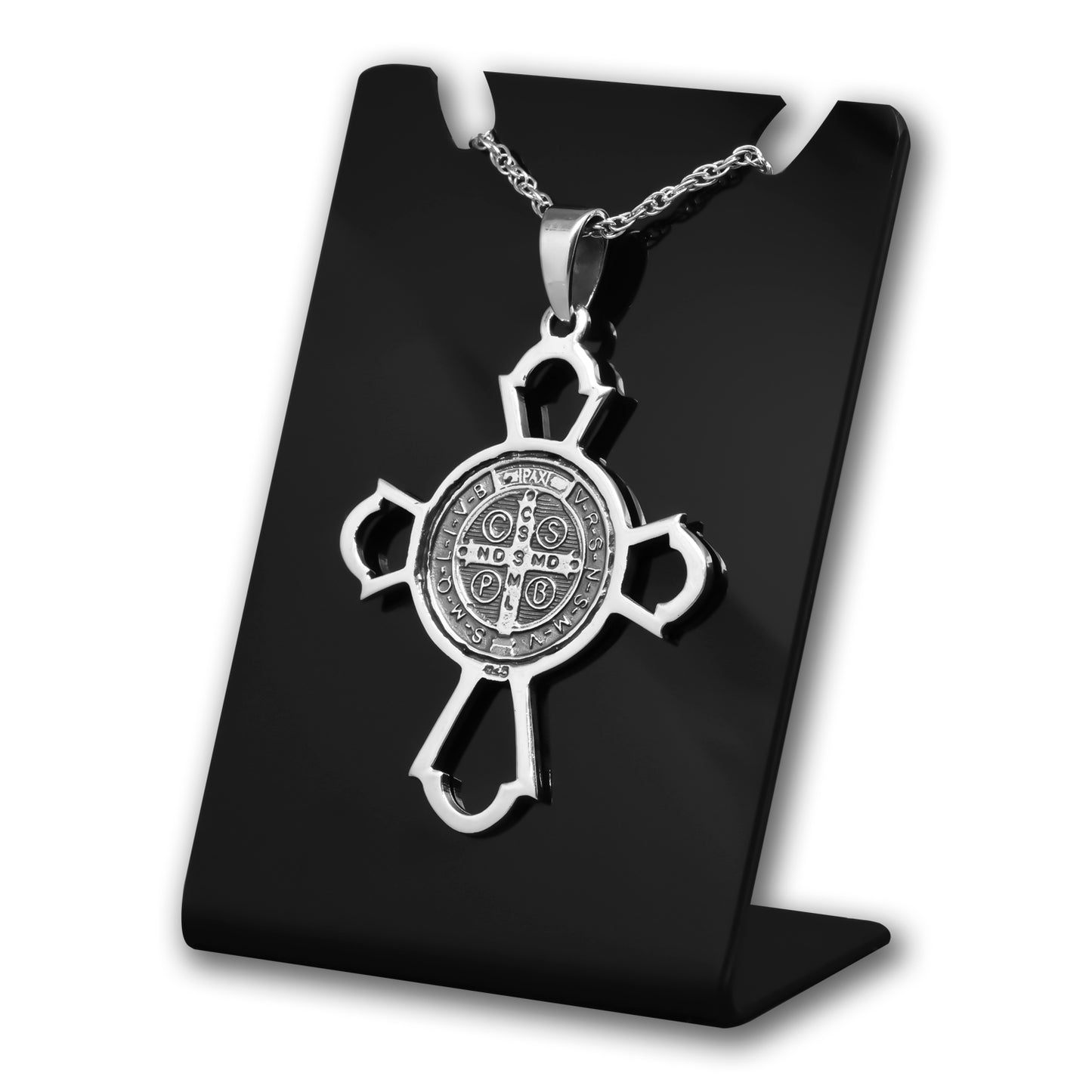 Colgante Cruz De San Benito Protectora En Plata Fina 925