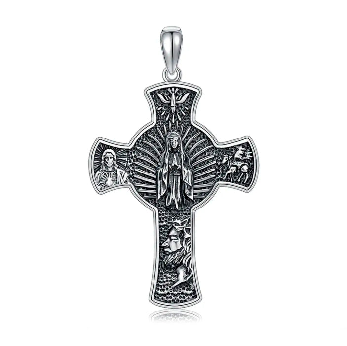 Colgante cruz de Jerusalén, cruz de cuatro vías en plata 925