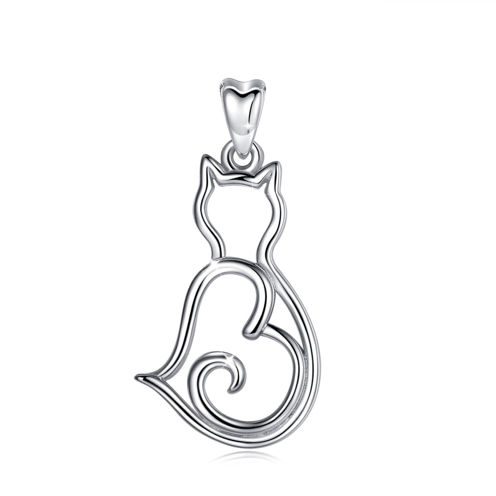 Colgante gato corazon mini amigo en plata fina 950