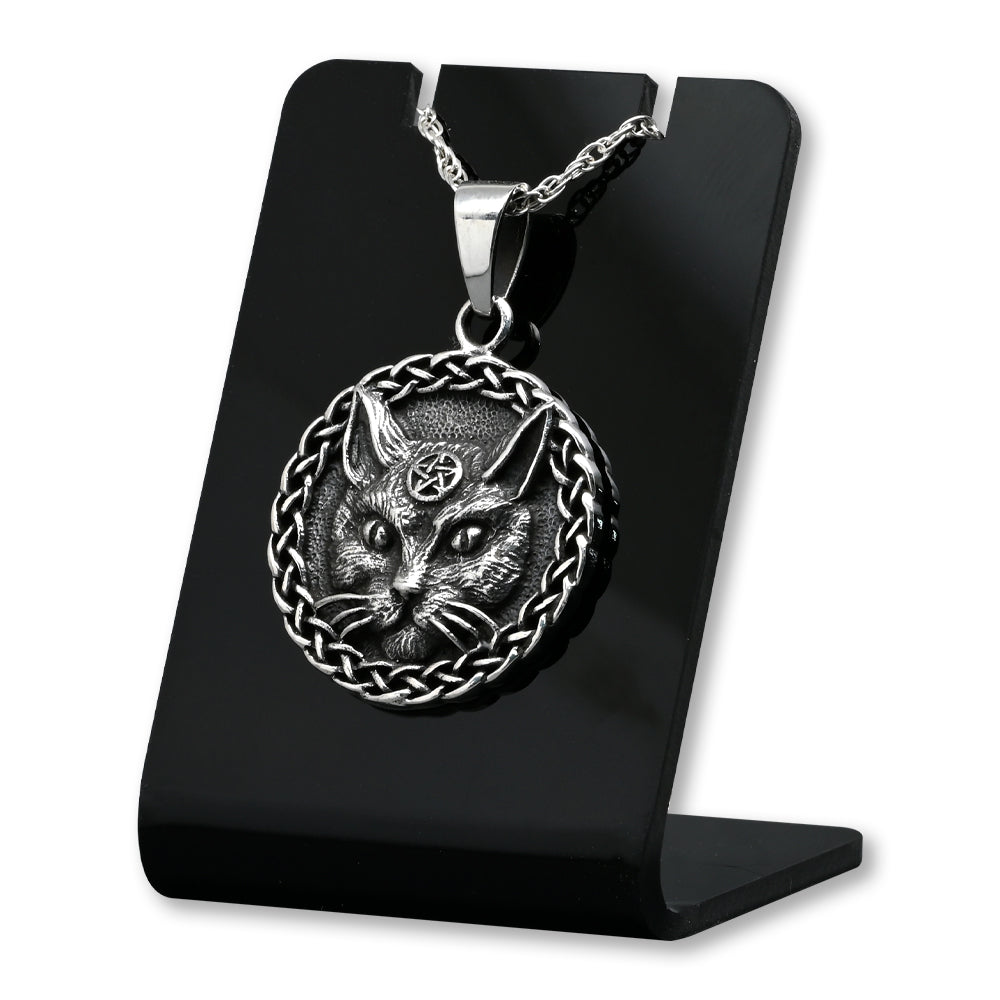 Colgante de bruja gato Wicca en plata fina 950