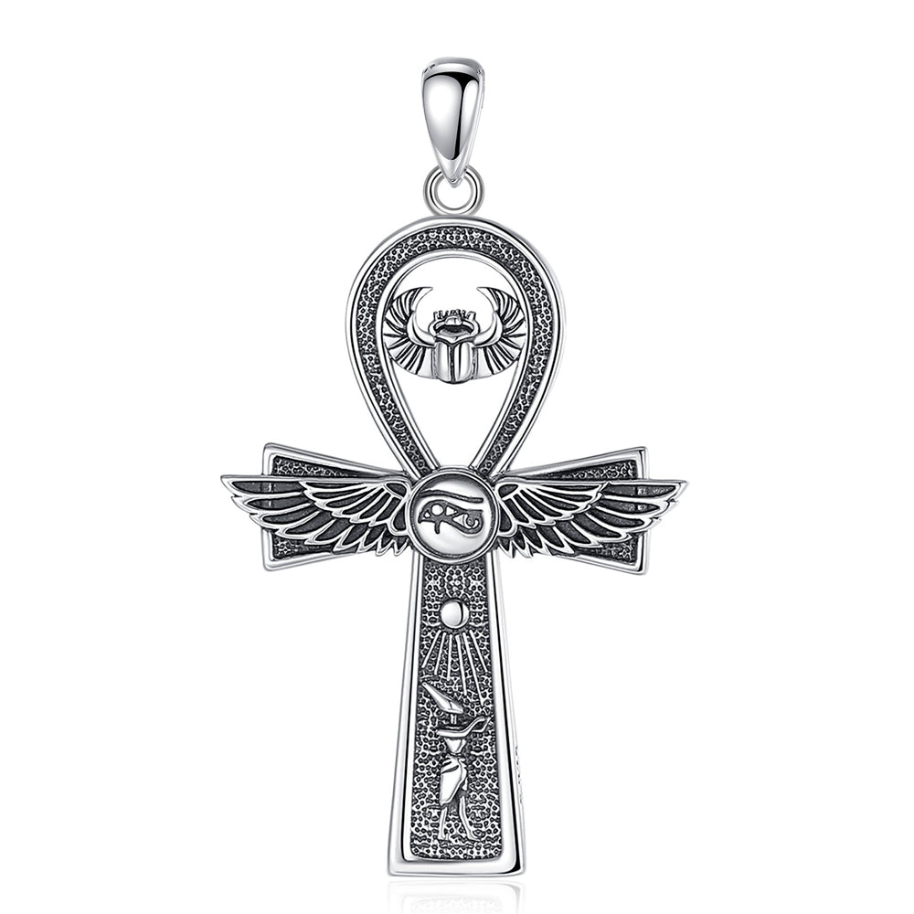 Colgante llave del cielo akh, cruz egipcia en plata fina 950