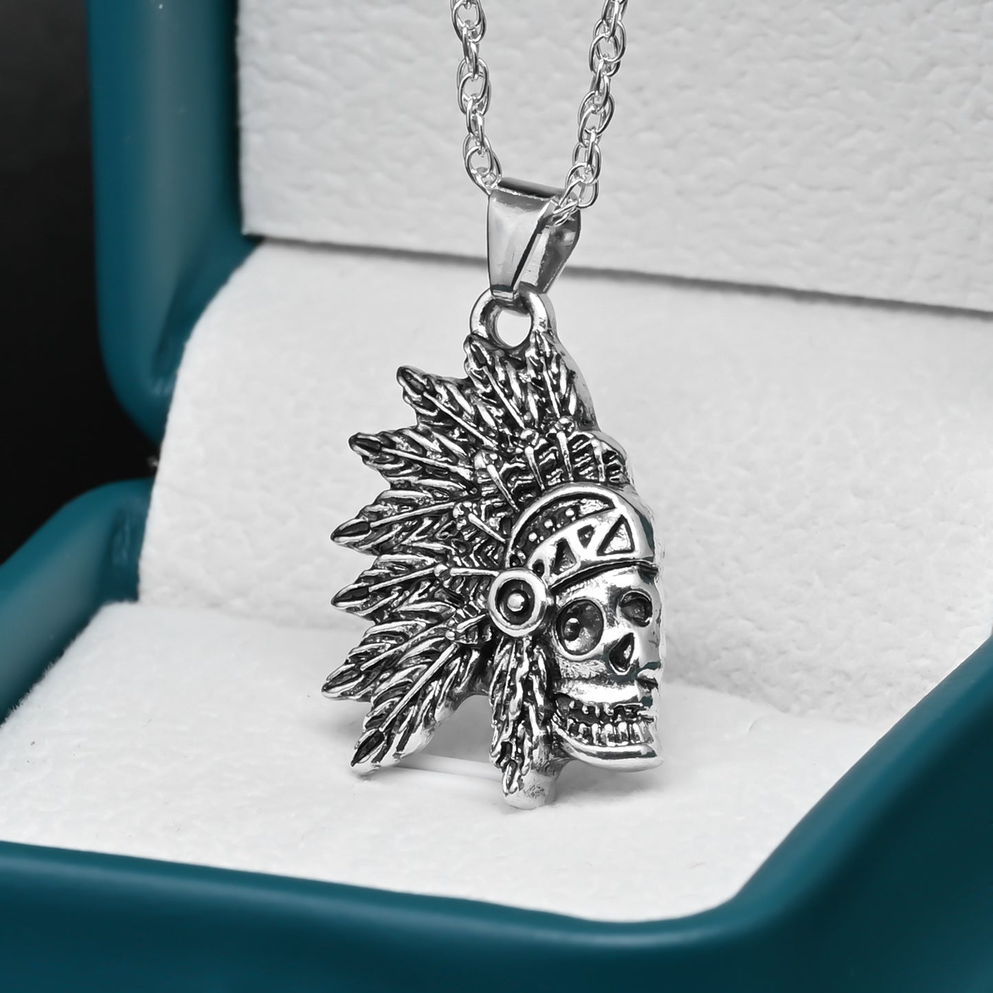 Colgante calavera india en plata fina 925 + cadena