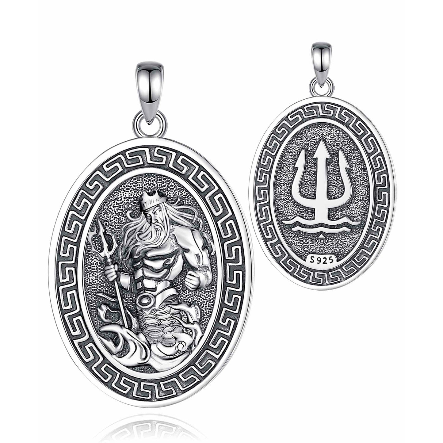 Colgante de Neptuno poseidon dios del mar en plata 925