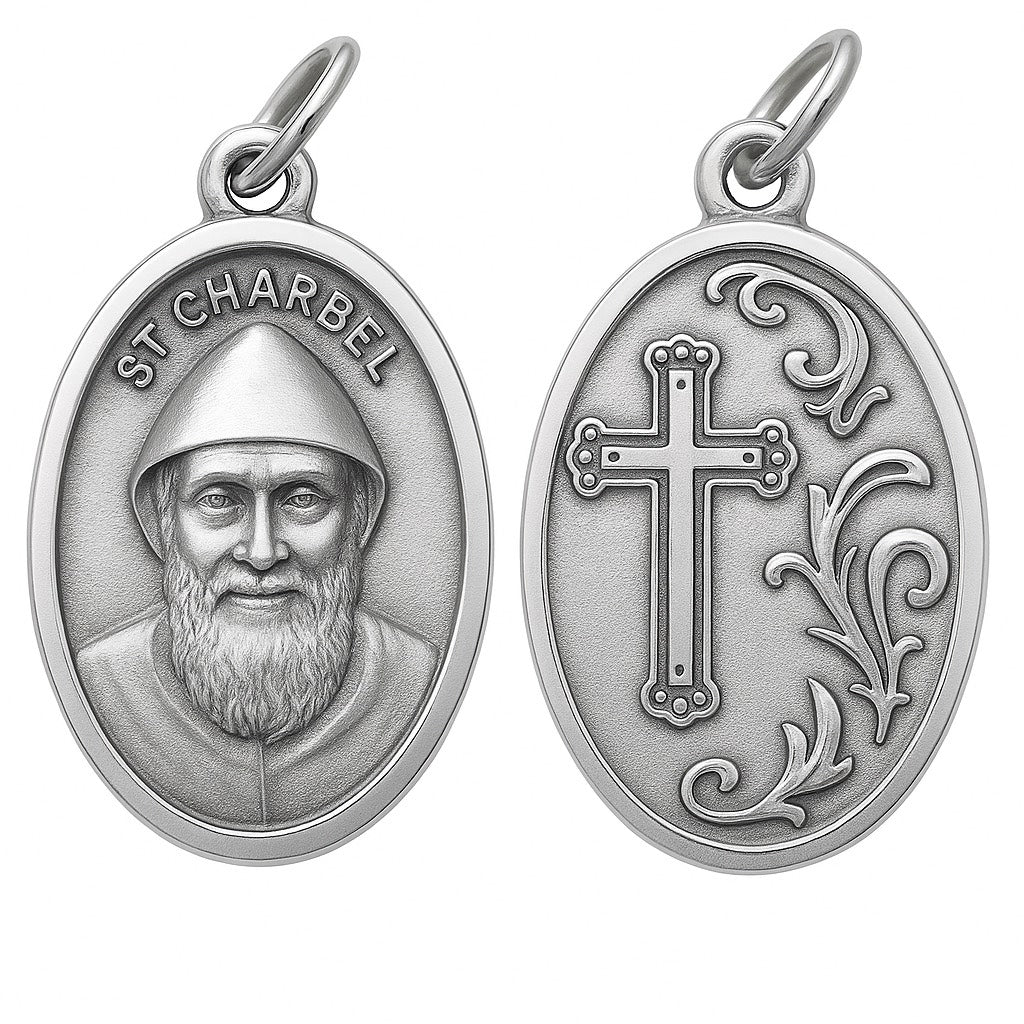 Colgante San Charbel En Plata 925 + Cadena