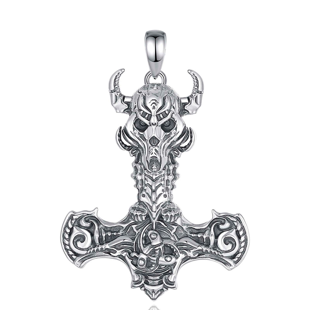 Colgante martillo de Thor Mjölnir grande en plata fina 950