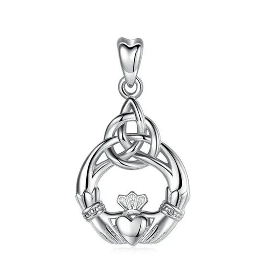 Colgante claddagh con nudo celta en plata fina 925 #F3