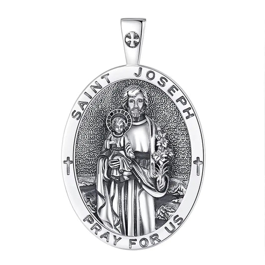 Colgante medalla de San Jose en plata fina 925 #F82