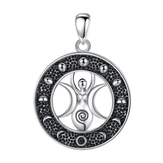 Colgante Ciclo lunar diosa triple luna en plata fina 925 #F83