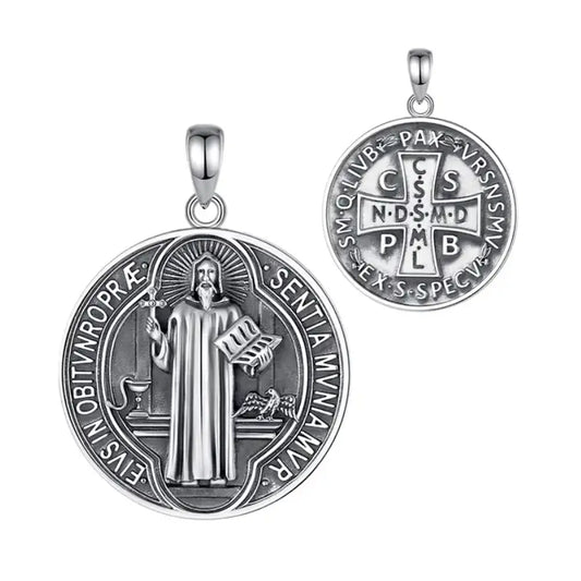Colgante medalla de san benito full definición en plata 925 #F98