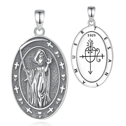 Colgante Santa Muerte full definición en plata fina 925 #F71