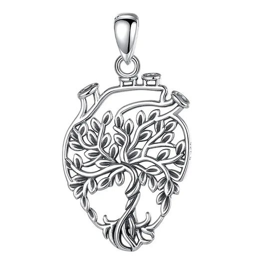 Colgante de corazón árbol de la vida en plata fina 925 #F39