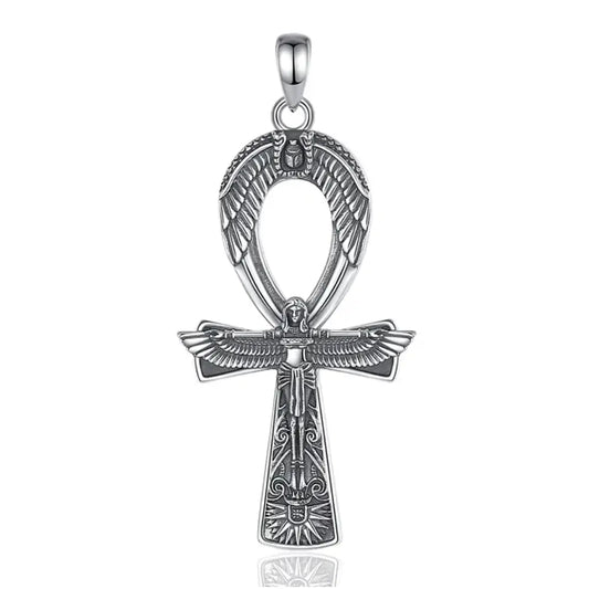Colgante cruz ankh, llave del cielo en plata fina 925 #F72
