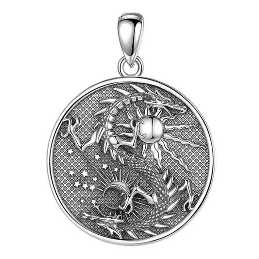Colgante sol y luna y dragon full definición en plata fina 925 #F73