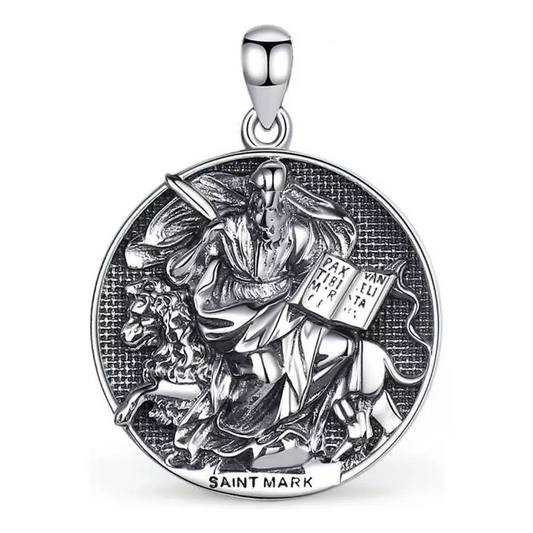 Colgante medalla de San Marcos en plata fina 925 #F44