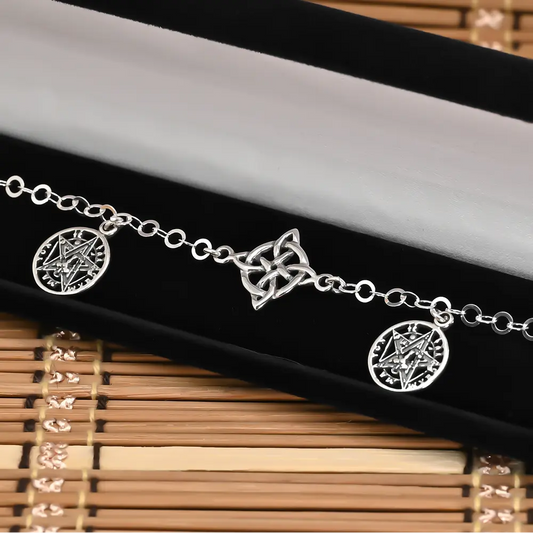 Pulsera nudo de bruja con tetragrammaton en plata fina 925 #F8