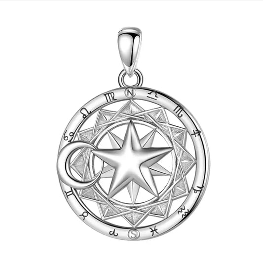 Colgante estrella y luna signos del zodiaco en plata fina 925 #F106
