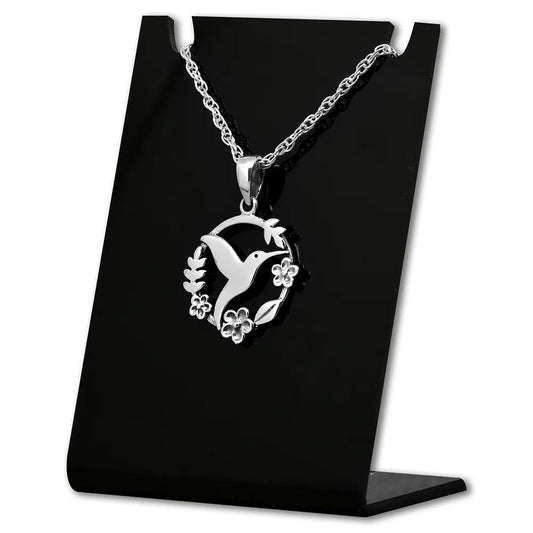 Colgante de colibri en plata fina 925, con cadena #F124