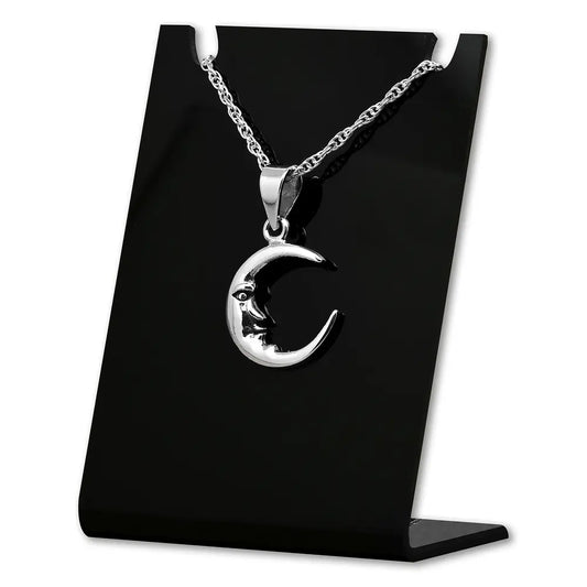 Colgante luna pequeña en plata fina 925, con cadena #F122