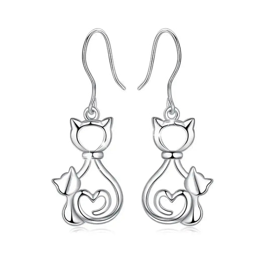 Aros, aritos de gato en plata fina 925 #F30-J2