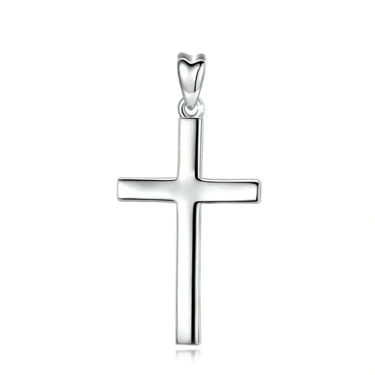 Colgante Cruz Lisa religiosa en plata fina 925 #F60