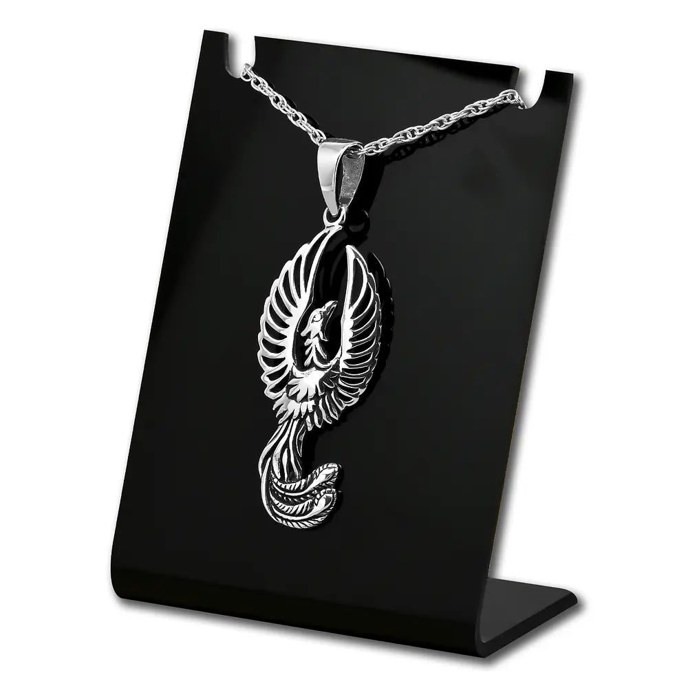 Colgante de ave fénix en plata fina, con cadena #F143